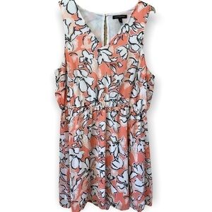 Banana Republic Peach Flower Sheer Sleeveless Dress Fully Lined size 12
